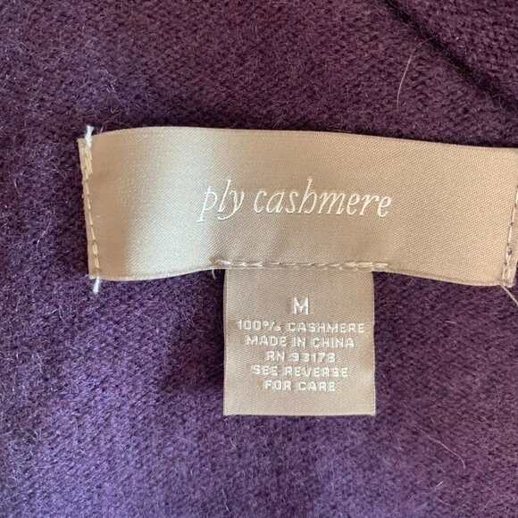 CASHMERE Longline Cardigan M Dark Purple Waterfall Open Front Draped Lagenlook - Picture 4 of 5